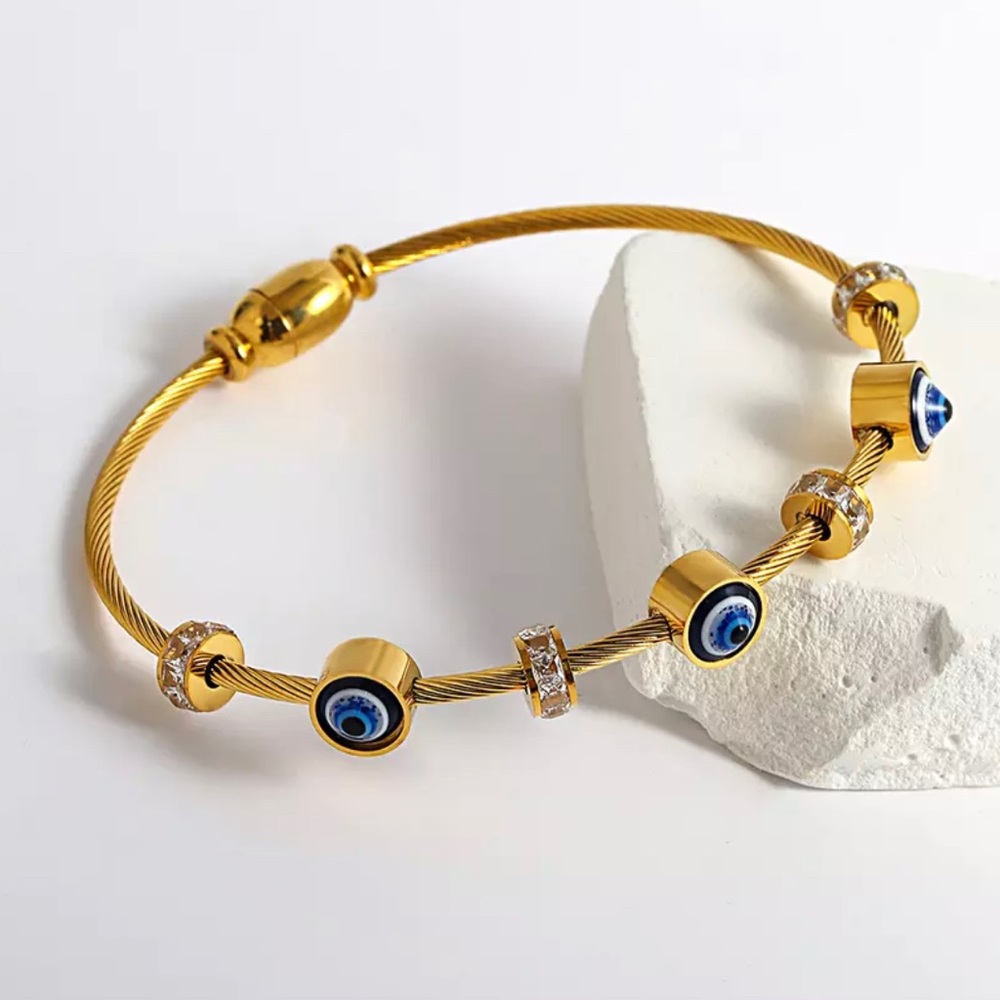 Evil Eye Stainless Steel Bangles Bracelets Classic Colorful Crystal Bangles